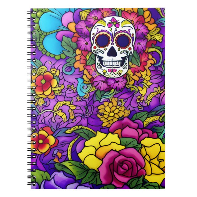 Sugar Skull Art - Día de los Muertos Delight Anteckningsbok (Framsidan)