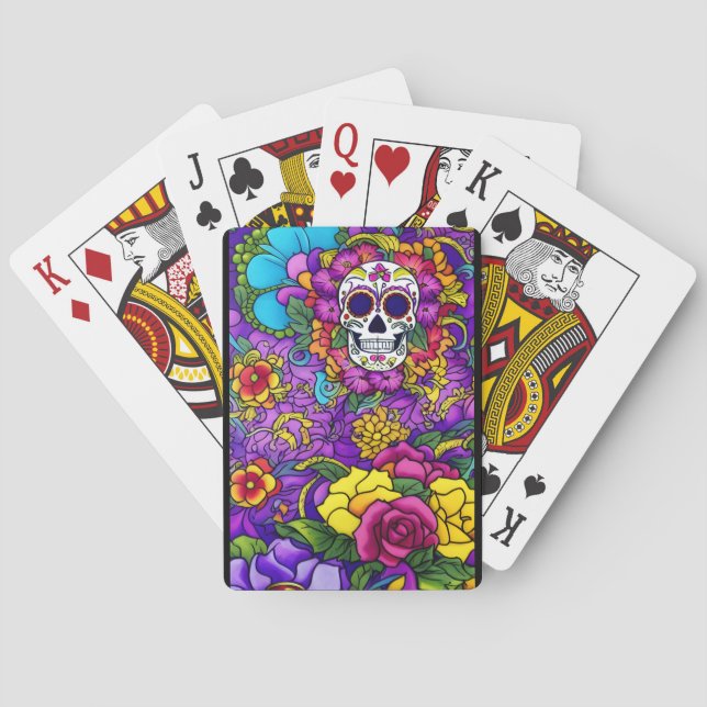 Sugar Skull Art - Día de los Muertos Delight Casinokort (Baksidan)