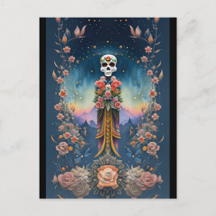 Sugar Skull Art - Festive Day of the dead Vykort