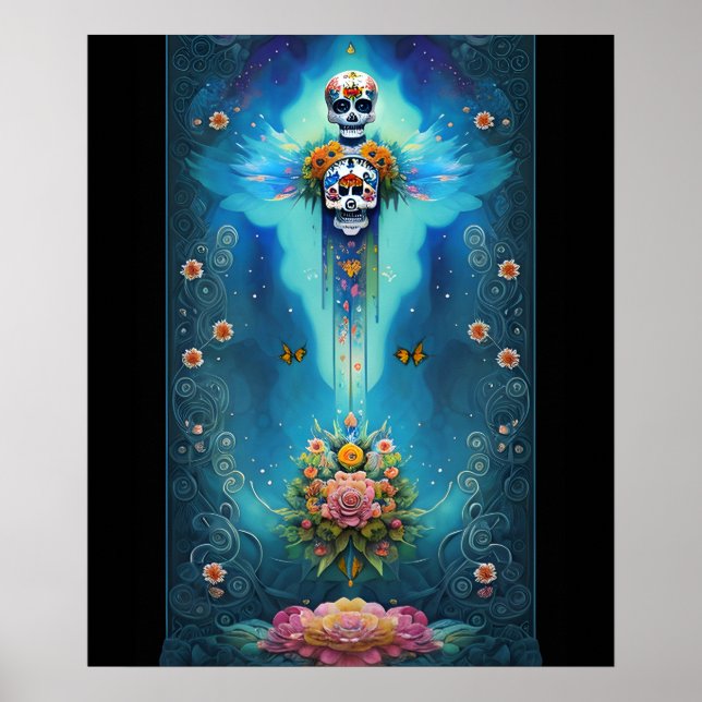 Sugar Skull Art Festive Spirit Dia de los Muertos Poster (Framsidan)