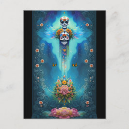 Sugar Skull Art Festive Spirit Dia de los Muertos Vykort