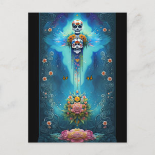 Sugar Skull Art Festive Spirit Dia de los Muertos Vykort