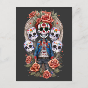 Sugar Skull Art - Man står i Arch Vykort