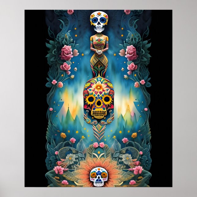 Sugar Skull Art - Mexikanska Day of the dead: Poster (Framsidan)