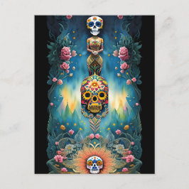 Sugar Skull Art - Mexikanska Day of the dead: Vykort
