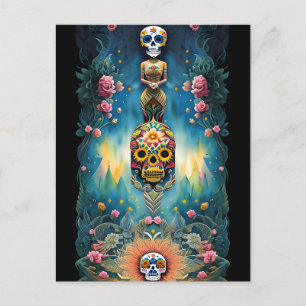 Sugar Skull Art - Mexikanska Day of the dead: Vykort