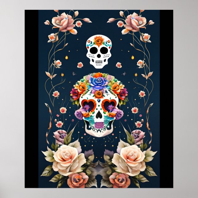Sugar Skull Art - Mexikanskt kulturarv Poster (Framsidan)