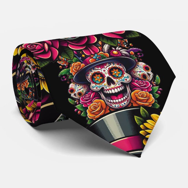 Sugar Skull Art - Top hat Blommigt Fiesta Slips (Rullad)