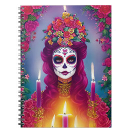 Sugar Skull Art - Vackert vin i Altar Anteckningsbok