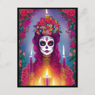 Sugar Skull Art - Vackert vin i Altar Vykort