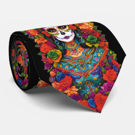 Sugar Skull Art - Vackra kvinnor i blommor Slips