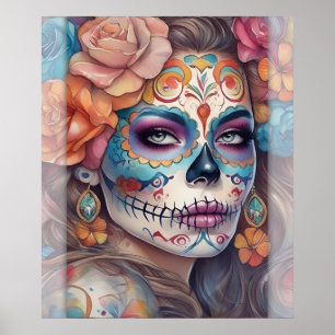 Sugar Skull Art - Vackra kvinnor i Skullmakeup Poster