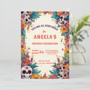 Sugar Skull Birthday Bjud - Day of the dead! Inbjudningar