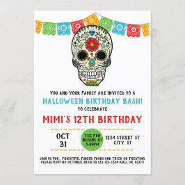 Sugar Skull Birthday, Day of the dead Inbjudningar