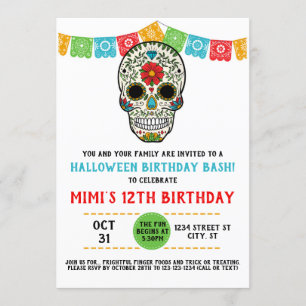 Sugar Skull Birthday, Day of the dead Inbjudningar