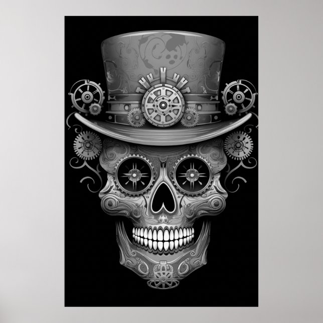 Sugar Skull Black + White Image on a Wall Poster (Framsidan)