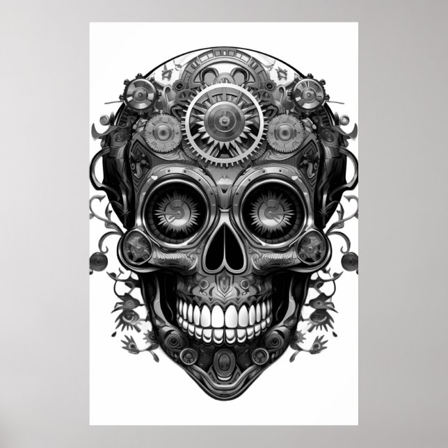Sugar Skull Black + White Image on a Wall Poster (Framsidan)
