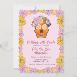Sugar Skull Blommigt Dia De Los Muertos Inbjudningar