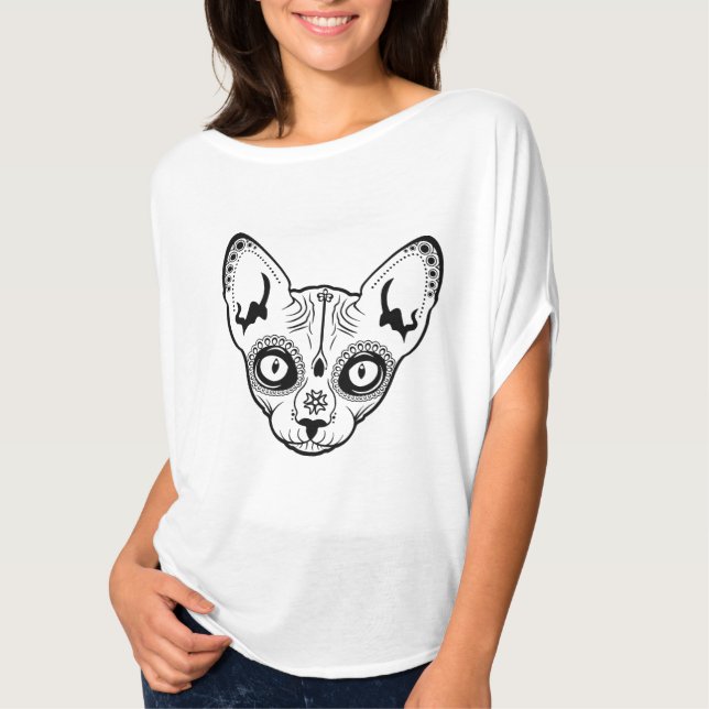 Sugar Skull Boris-katten Tee (Framsida)