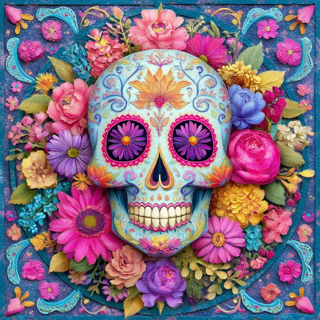 Sugar Skull Calavera Day Of The Dead Ceramic Tile Kakelplatta (Skapare uppladdad)