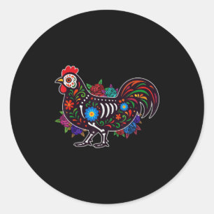 Sugar Skull Chicken Dia De Muertos Halloween Day O Runt Klistermärke