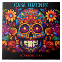 Sugar Skull Day of the dead Bröllop Gift Tile