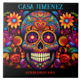 Sugar Skull Day of the dead Bröllop Gift Tile Kakelplatta
