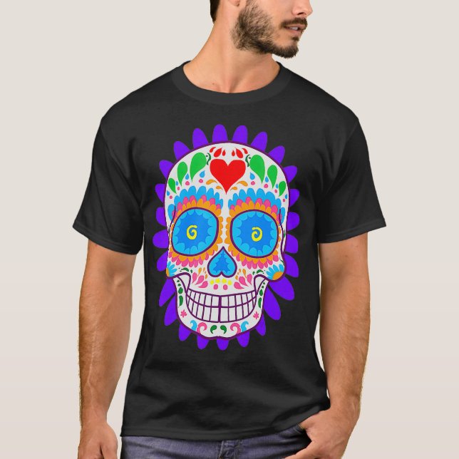 Sugar Skull Day of the dead Coola Bone Head Gift T Shirt (Framsida)