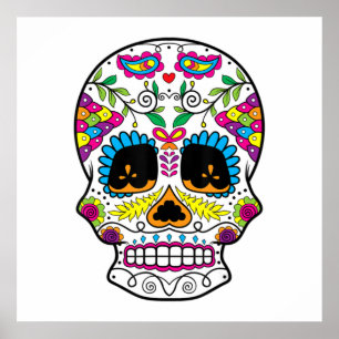 Sugar Skull Day of the dead Dia de Los Muertos Art Poster