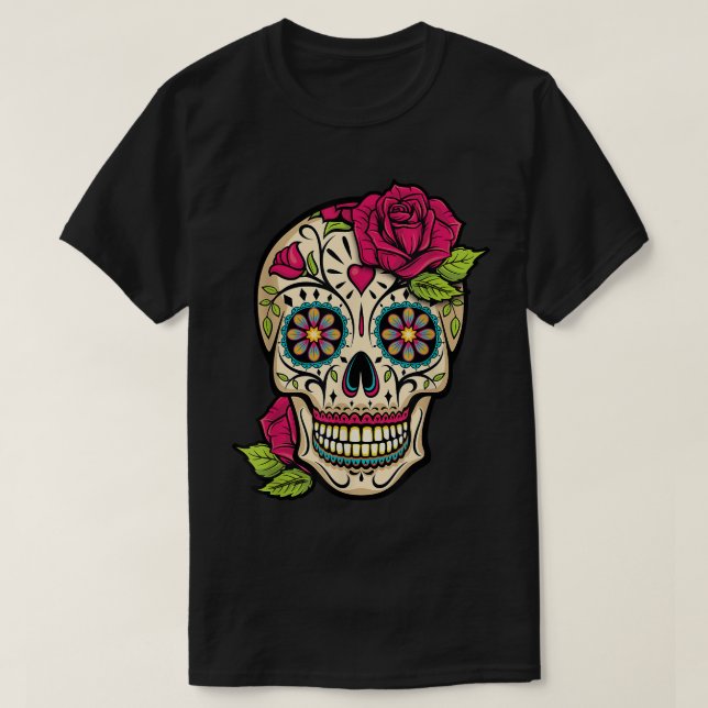 Sugar Skull Day of the dead Dia de Los Muertos Flo T Shirt (Design framsida)