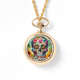Sugar Skull Day of the Dead Floral Personalized Armbandsur
