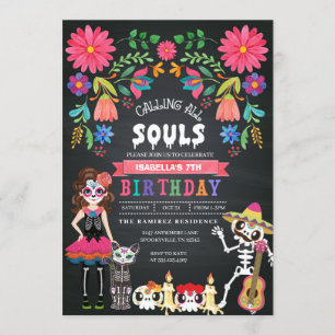 Sugar Skull Day of the dead Halloween Birthday Inbjudningar