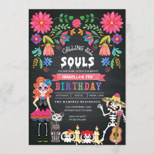 Sugar Skull Day of the dead Halloween Birthday Inbjudningar