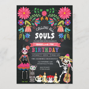 Sugar Skull Day of the dead Halloween Birthday Inbjudningar