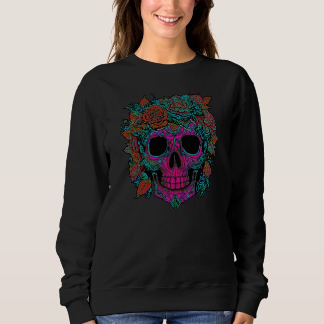 Sugar Skull Day of the dead halloween T Shirt (Framsida)