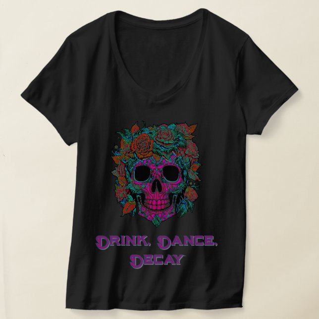 Sugar Skull Day of the dead halloween T Shirt (Laydown)