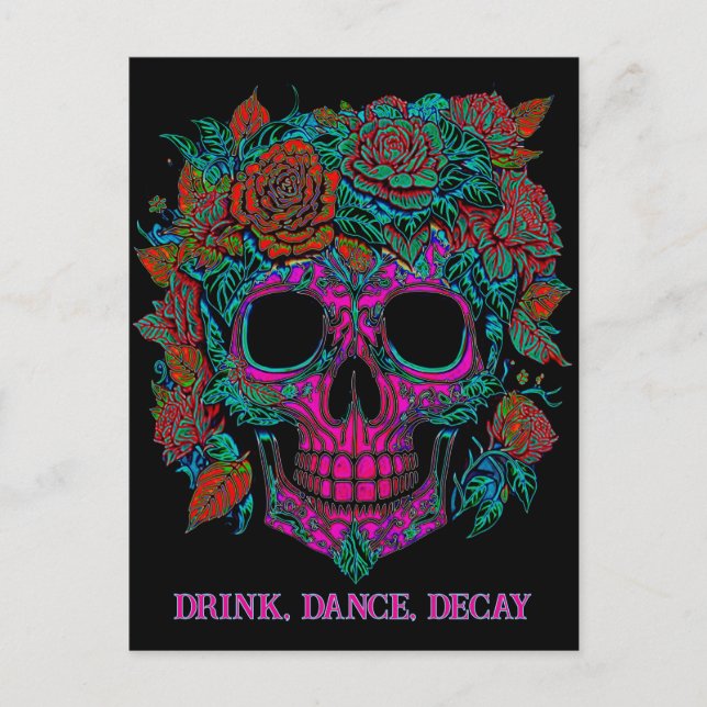 Sugar Skull Day of the dead halloween Vykort (Framsida)