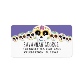 Sugar Skull Dia de La Muerte Halloween Birthday in Adressetikett