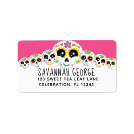 Sugar Skull Dia de La Muerte Halloween Birthday in Adressetikett