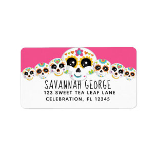 Sugar Skull Dia de La Muerte Halloween Birthday in Adressetikett