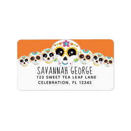Sugar Skull Dia de La Muerte Halloween Birthday in Adressetikett