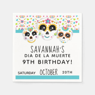 Sugar Skull Dia de La Muerte Halloween Birthday Pappersservett