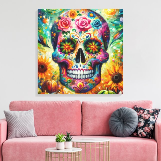 Sugar Skull Dia De Los Muertos Day of the dead Canvastryck (Insitu (Vardagsrum))