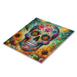Sugar Skull Dia De Los Muertos Day of the dead Kakelplatta