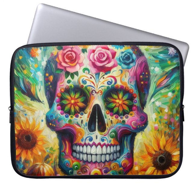 Sugar Skull Dia De Los Muertos Day of the dead Laptop Fodral (Framsidan)