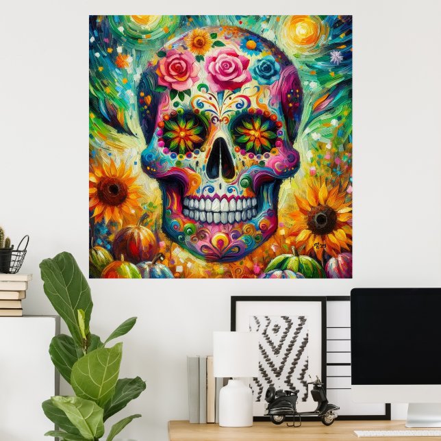 Sugar Skull Dia De Los Muertos Day of the dead Poster (Hemmakontoret)