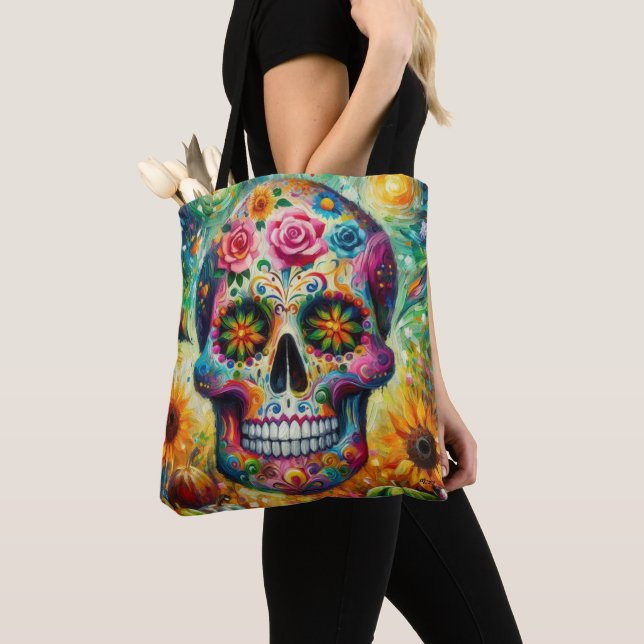 Sugar Skull Dia De Los Muertos Day of the dead Tygkasse (Närbild)