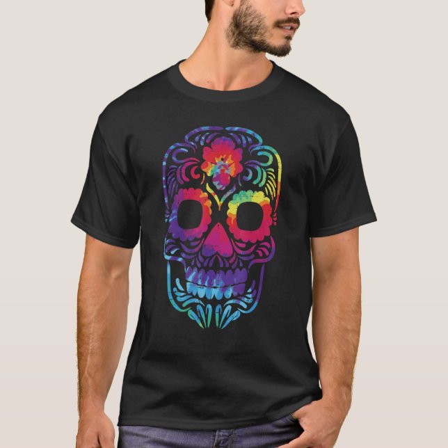 Sugar Skull Dia De Los Muertos Halloween Costume W T Shirt (Framsida)