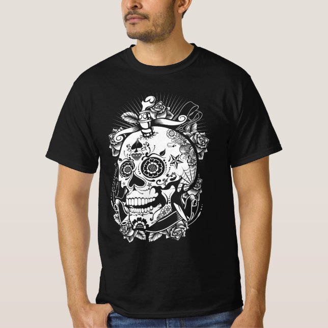 Sugar Skull - Día de los Muertos Halloween T Shirt (Framsida)