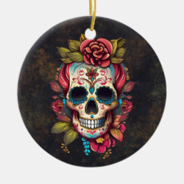 Sugar Skull Dia de los Muertos Julgransprydnad Keramik
